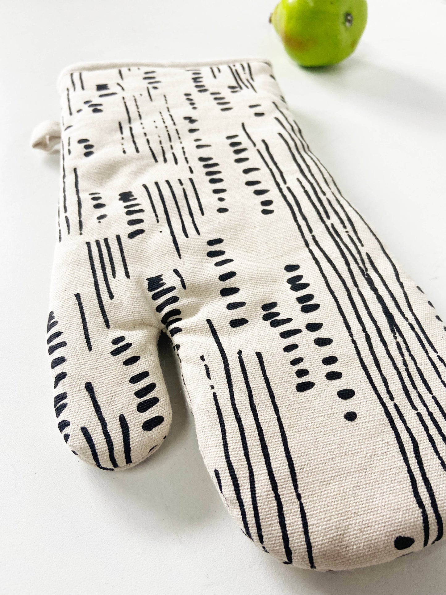 Natural Cotton Oven Mitts - Abstract Pattern