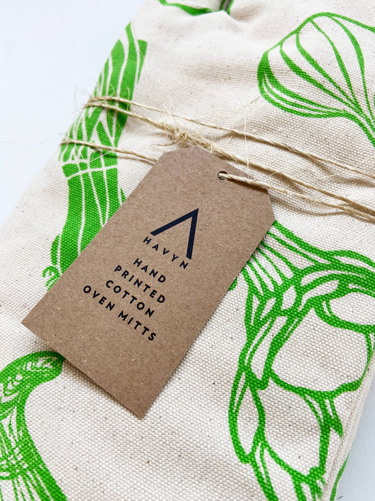 Natural Cotton Oven Mitts - Vegetable Pattern
