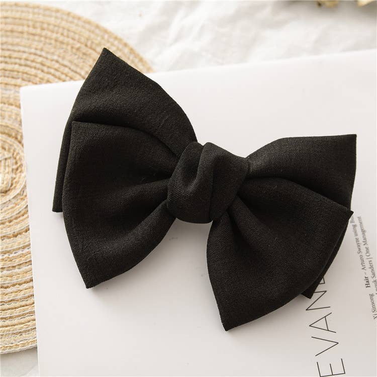 Linen Bow French Barrette Hair Clip