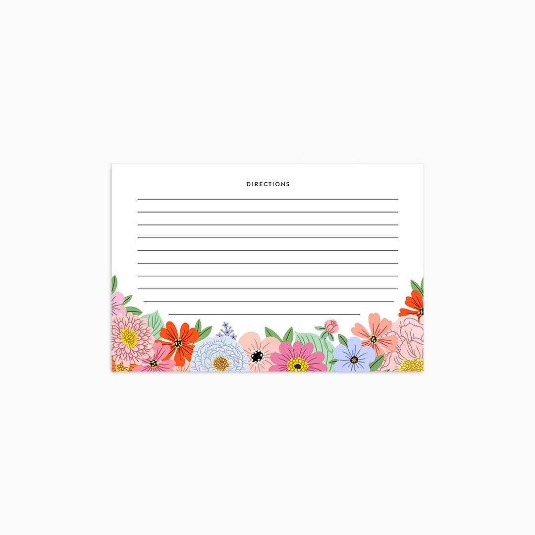 Summer Floral Recipe Cards | Set of 12