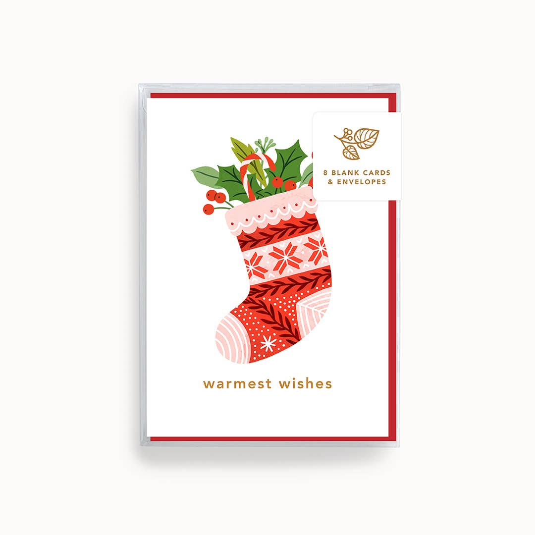 Warmest Wishes Stocking | Mini Card | Boxed Set of 8