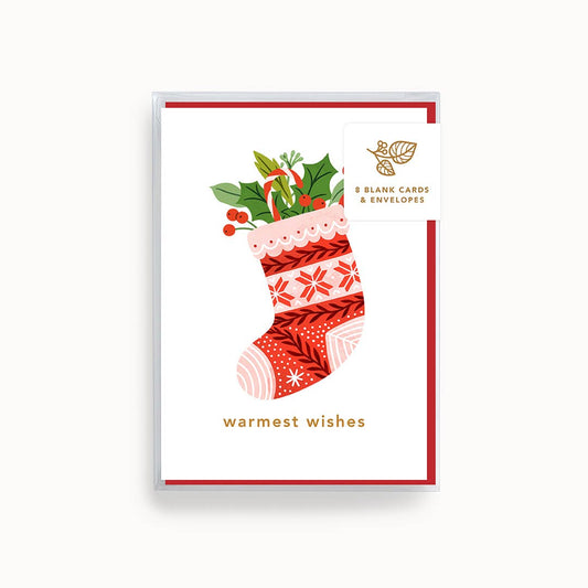 Warmest Wishes Stocking | Mini Card | Boxed Set of 8