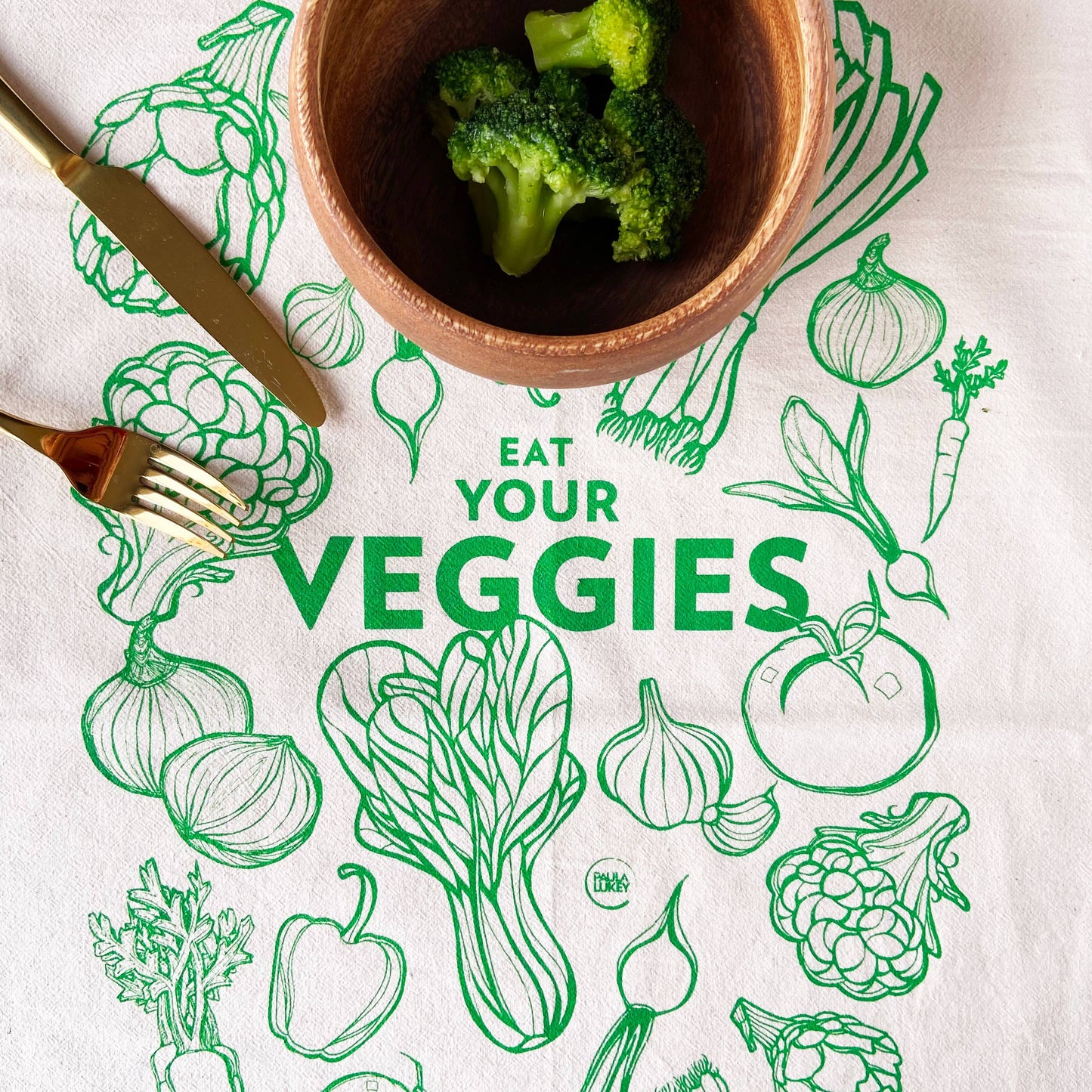 Eat Your Veggies Organic Tea Towel