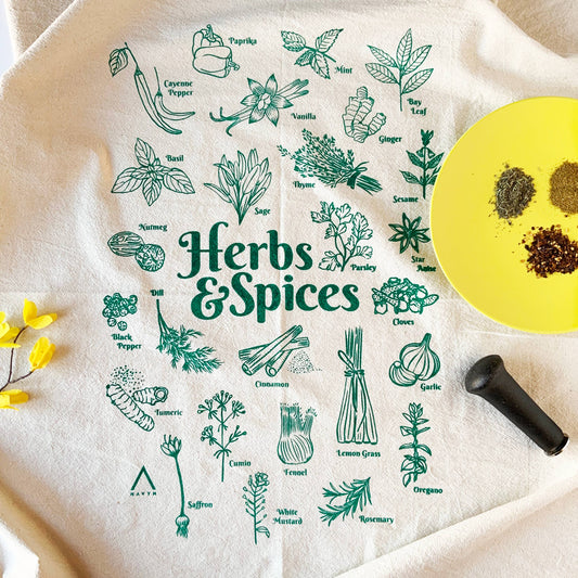 Herbs and Spices Tea Towel