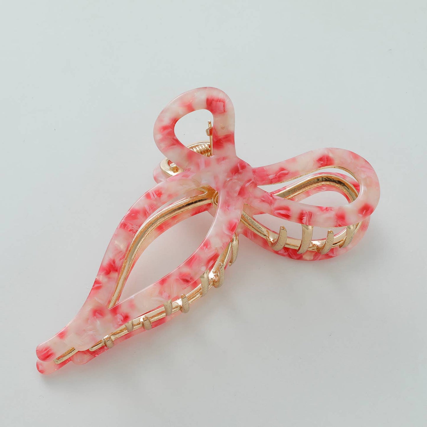 Sabrina Rosé | Large Ribbon Metal Bow Claw Clip