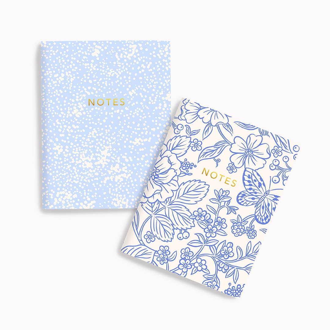 Blue Garden + Cream Dots | Pocket Notebook Set