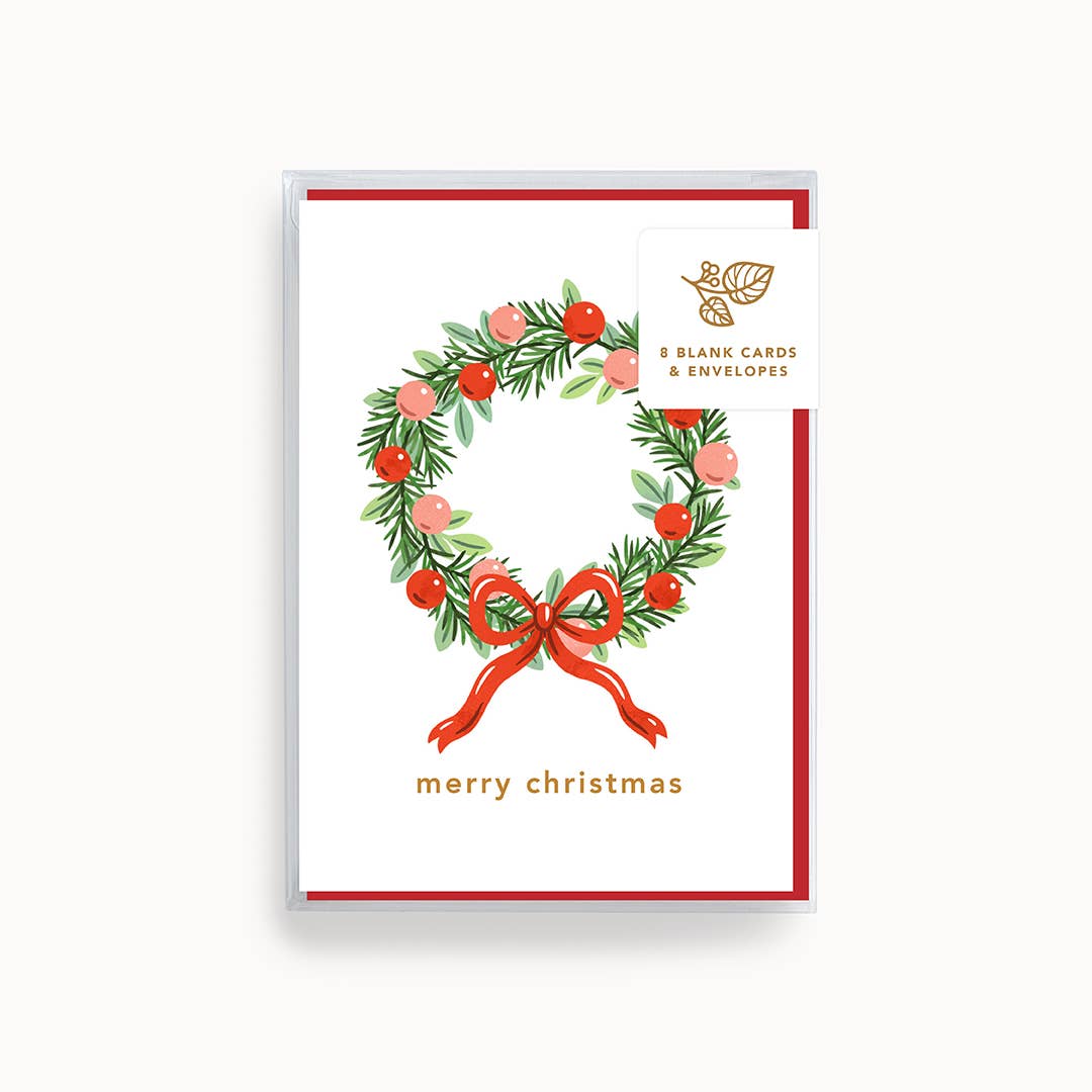 Merry Christmas Wreath | Mini Card | Boxed Set of 8