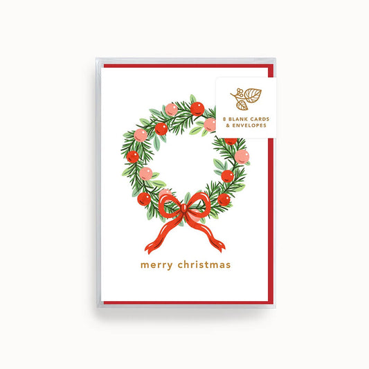 Merry Christmas Wreath | Mini Card | Boxed Set of 8