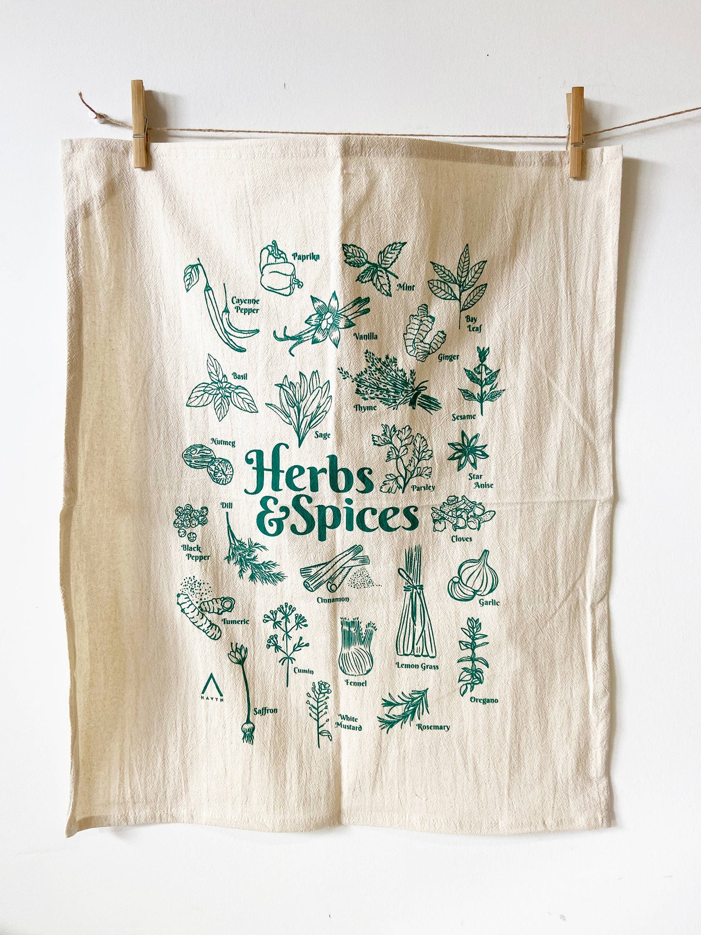 Herbs and Spices Tea Towel