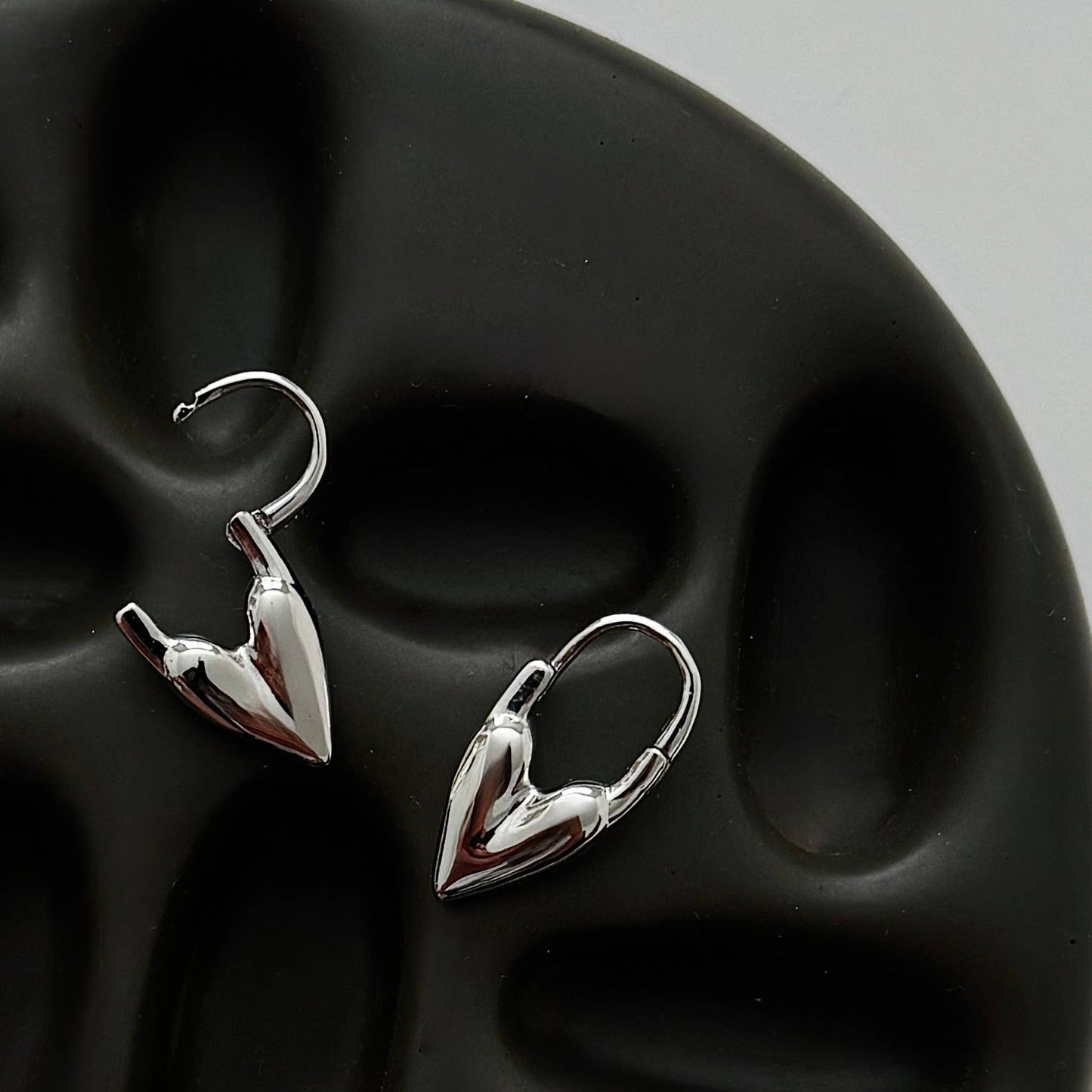 Heart Lock Hoops- Silver