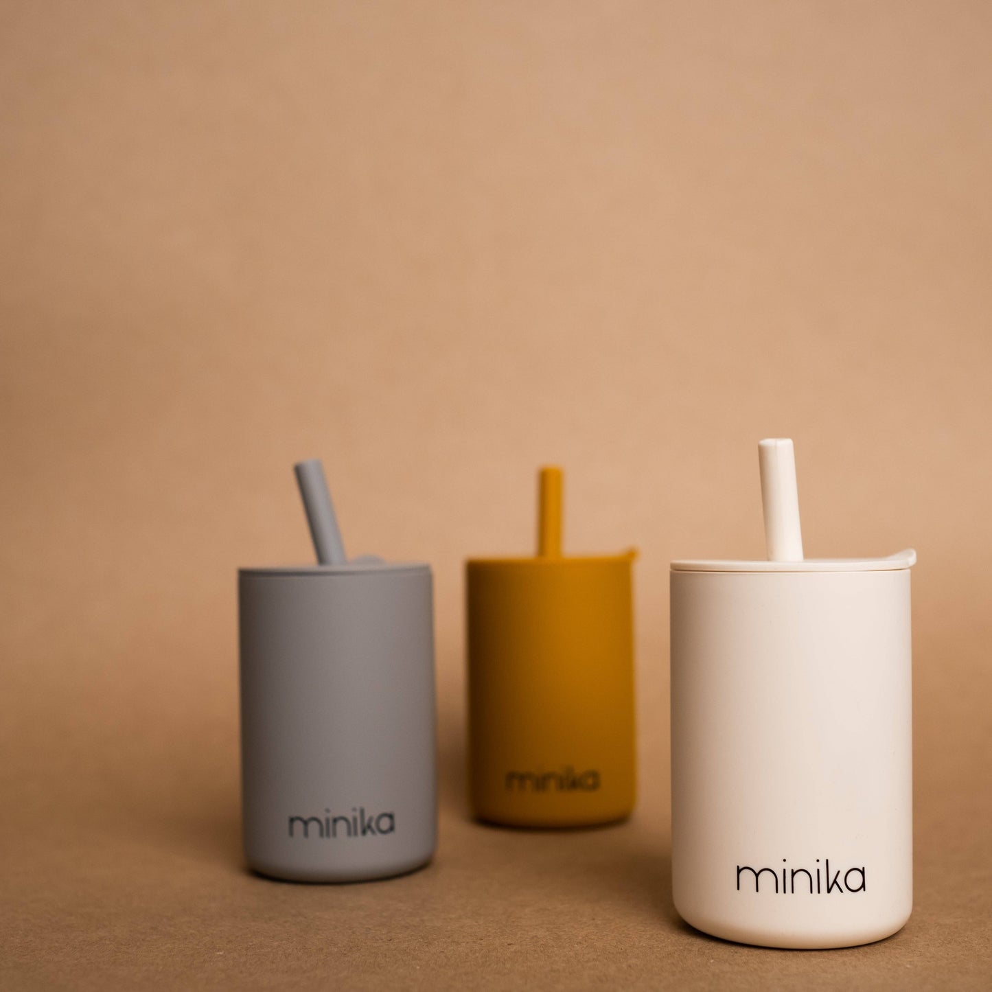 Straw cup with straw - Stone