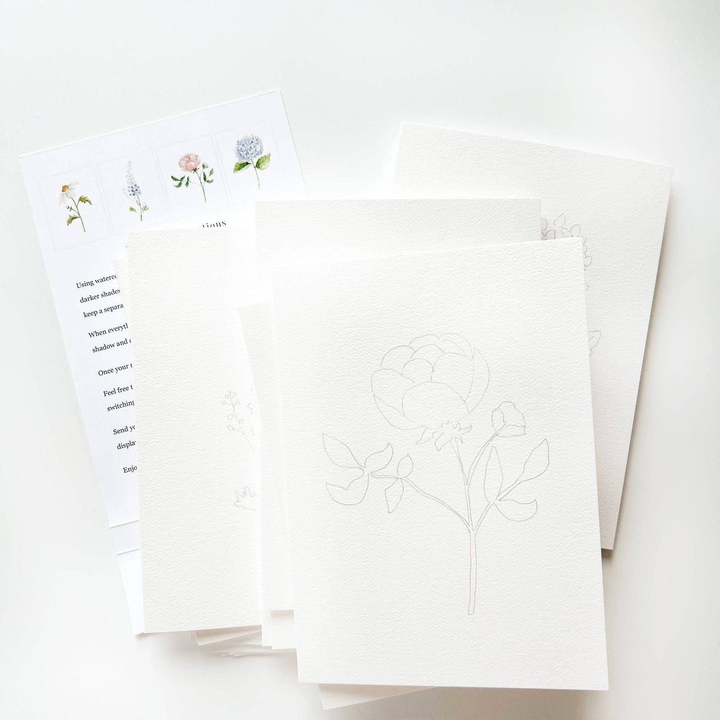 Garden flowers paintable watercolor notecard set