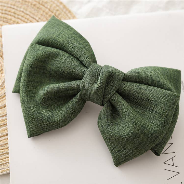 Linen Bow French Barrette Hair Clip