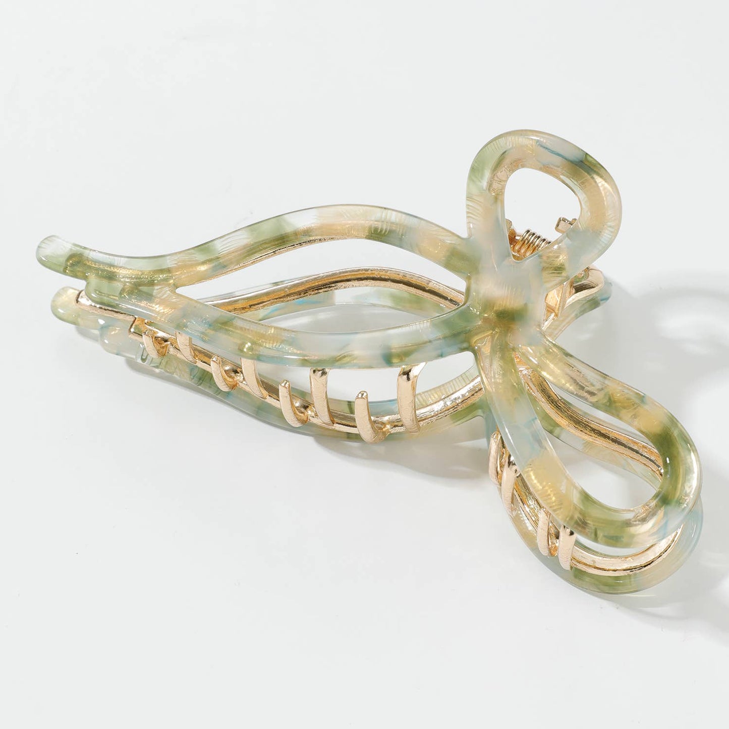 Sabrina Large Ribbon Metal Bow Claw Clip
