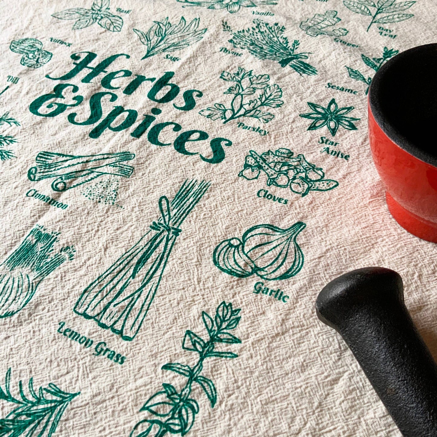 Herbs and Spices Tea Towel