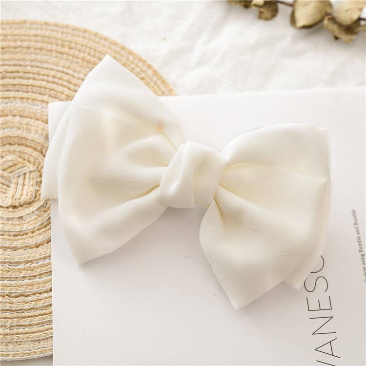 Linen Bow French Barrette Hair Clip