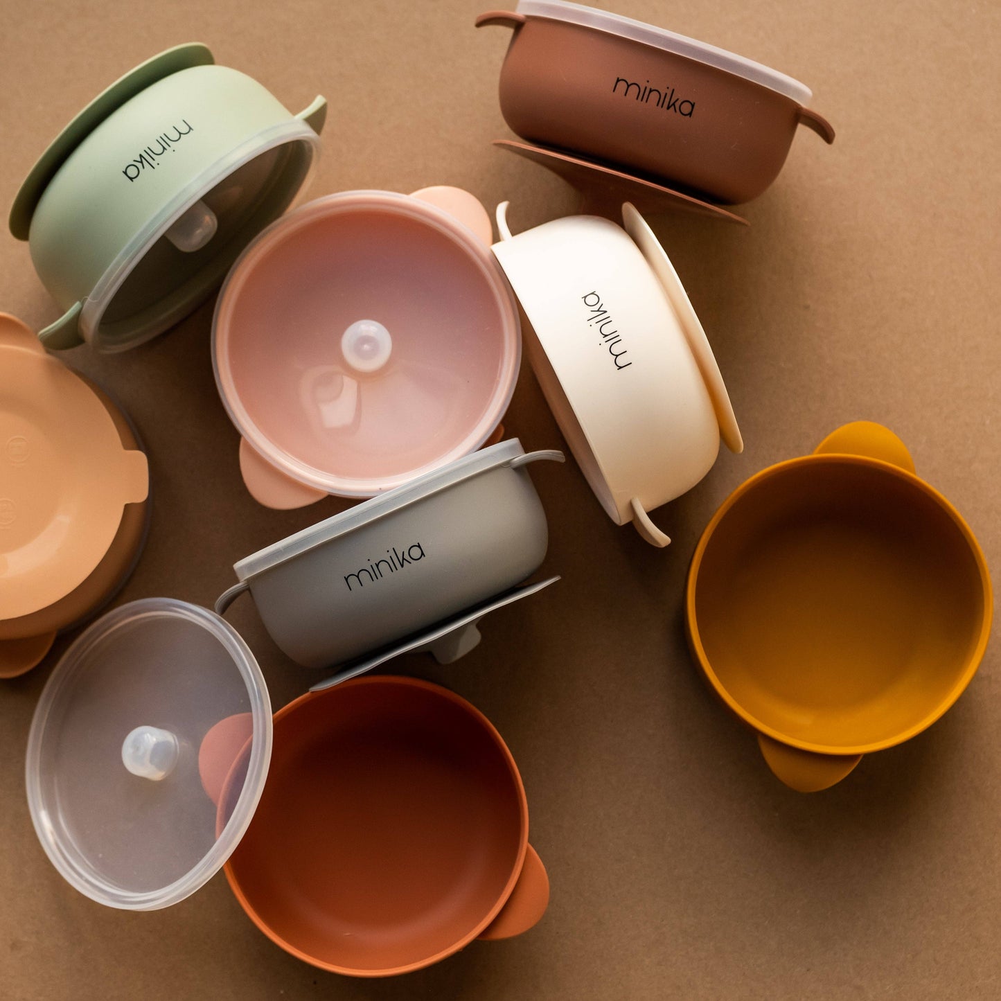 Silicone bowl with lid - Stone