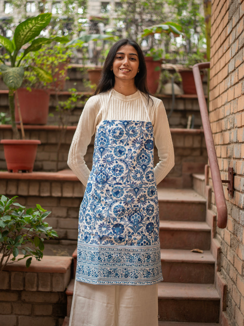 Blue & White Printed Apron