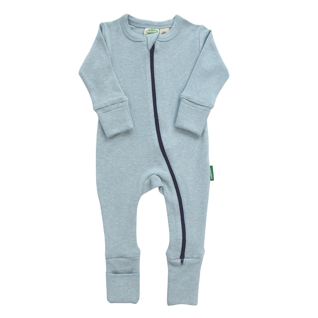 Organic Snuggle Soft Melange '2-Way' Zipper Romper - Blue