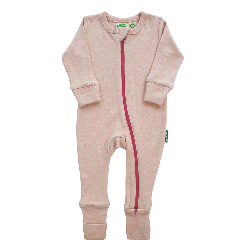 Organic Snuggle Soft Melange '2-Way' Zipper Romper - Pink