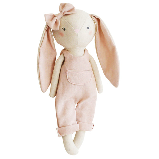 Olivia Bunny in Linen Overalls Soft Toy