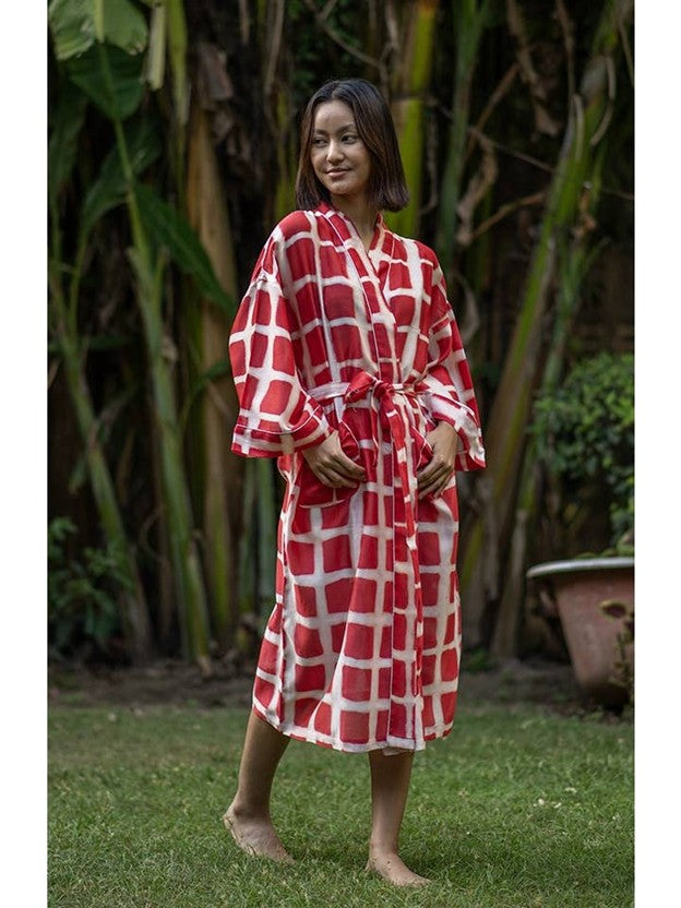 Silk Red Square Kimono