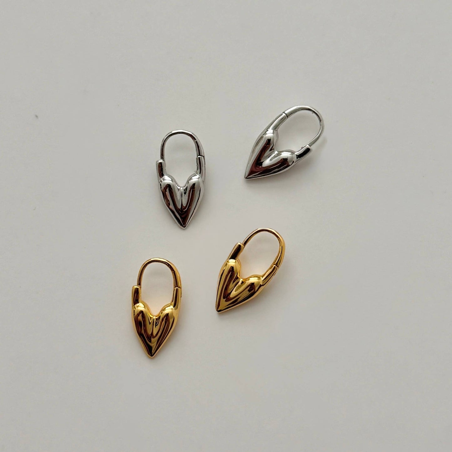 Heart Lock Hoops- Silver