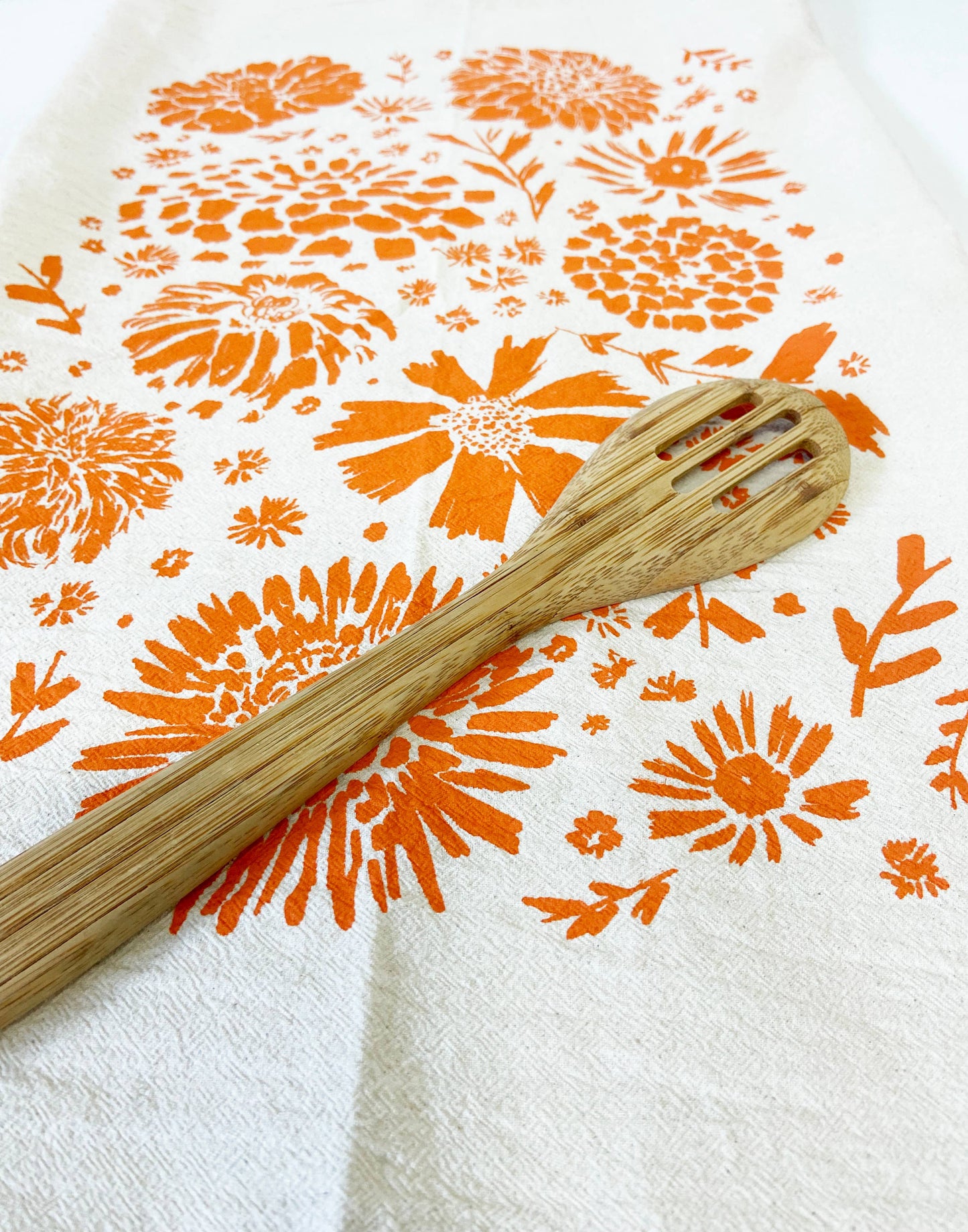 Marigold Flowers Organic Tea Towel Orange - 20x24