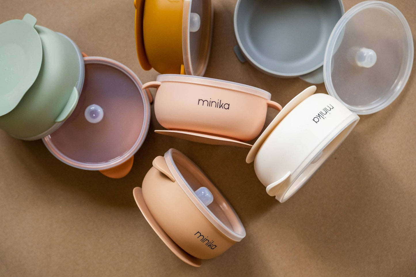Silicone bowl with lid - Stone