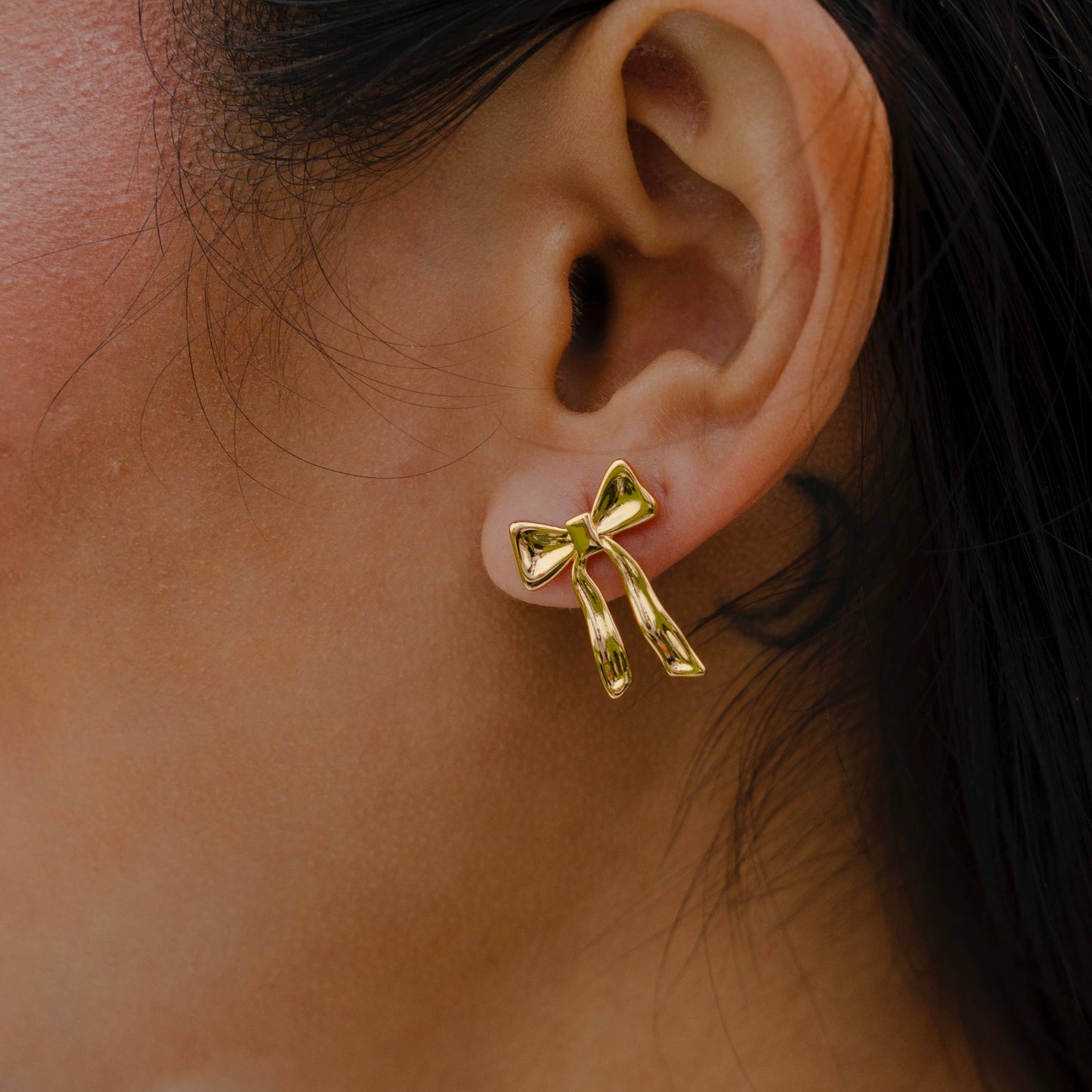 Yasmine Bow Studs- Gold