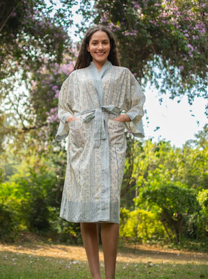 Bouquets & Stripes Kimono