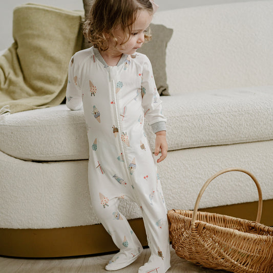 One-Piece Zip Footed Sleeper (Bamboo Jersey) - Ice Cream Summer
