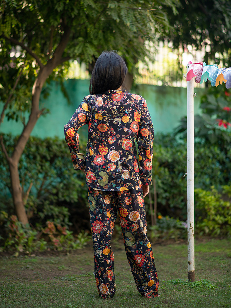 Printed Cotton Pajamas - Malabar Black