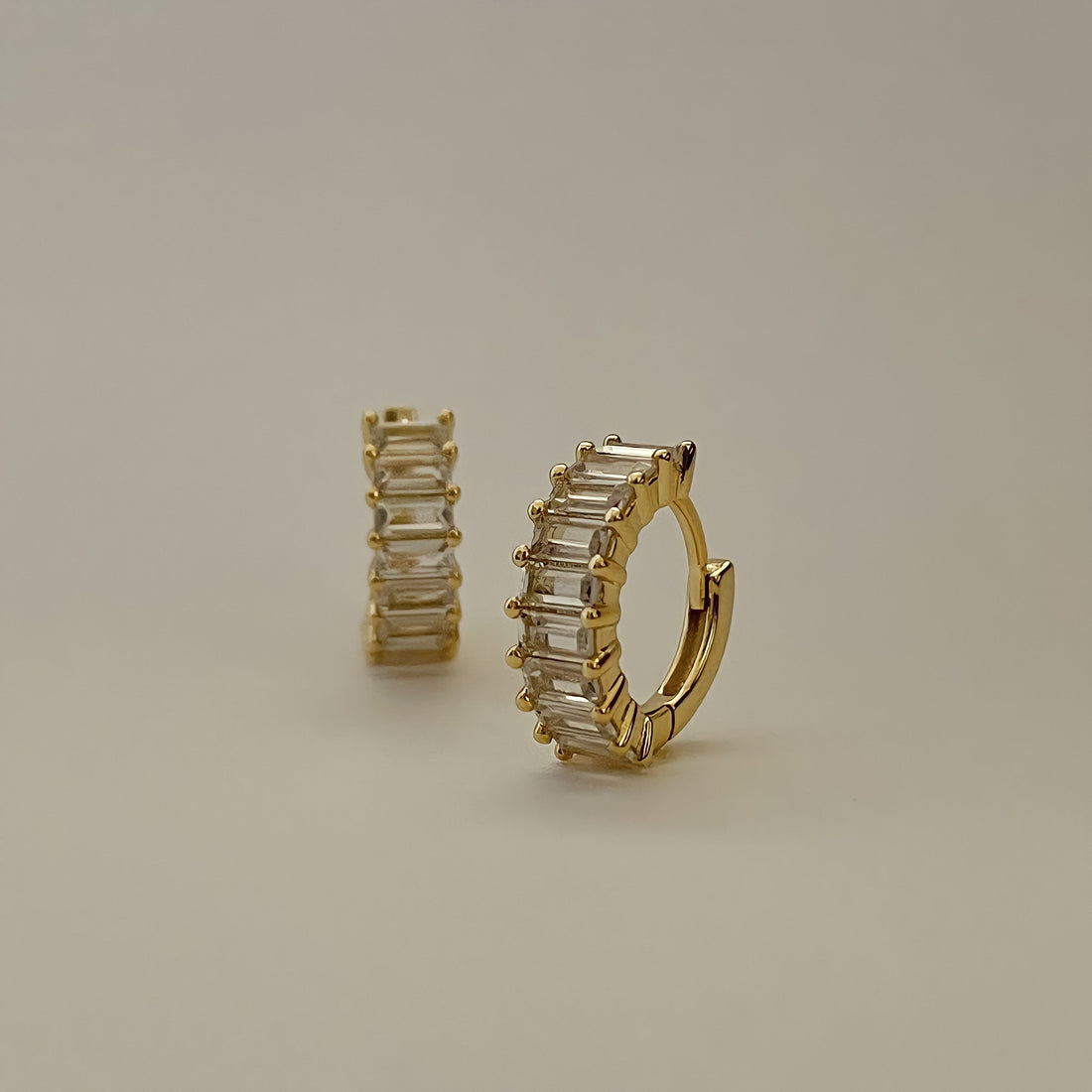 Liya Rectangle Stones Huggie Earrings