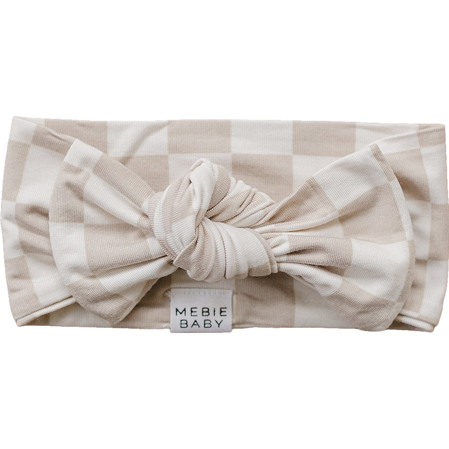 Taupe Checkered Bamboo Baby Bow