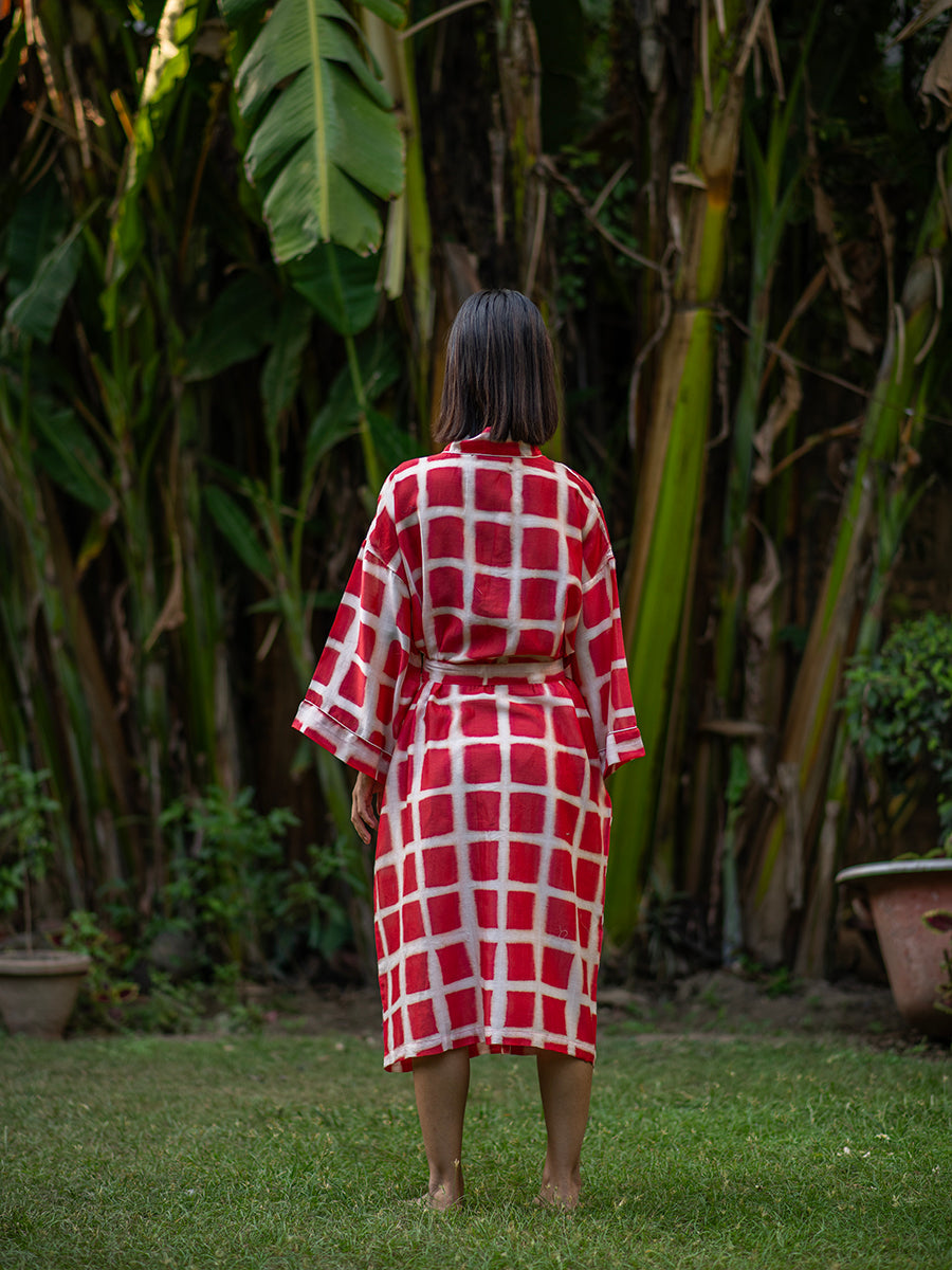 Silk Red Square Kimono