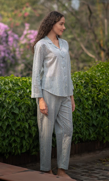 Blue Dot Cotton Pajamas