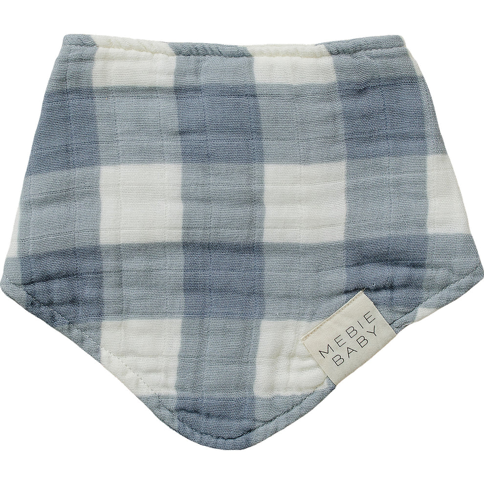 Dusty Blue Gingham Muslin Bib