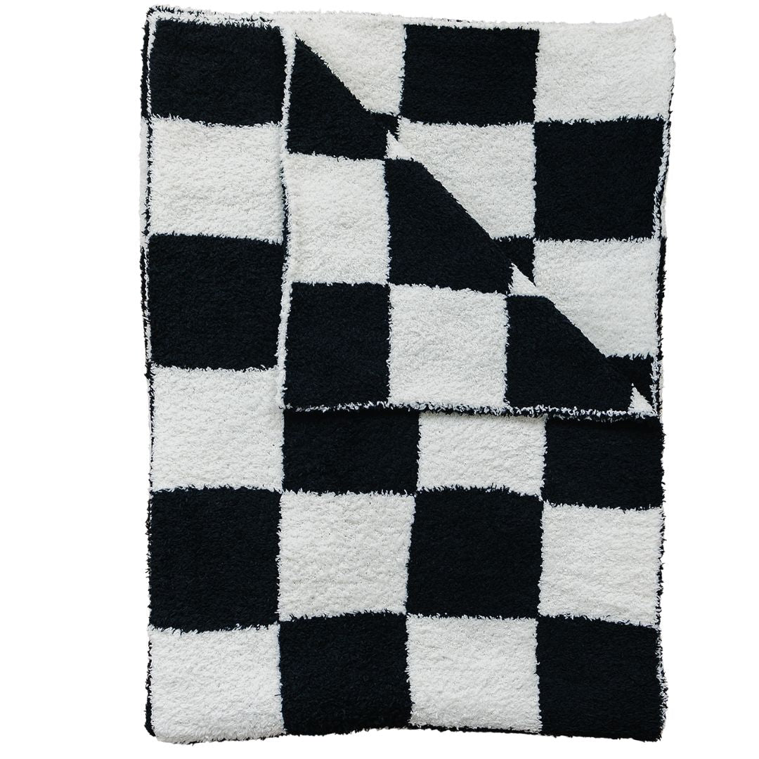 Black Checkered Plush Blanket