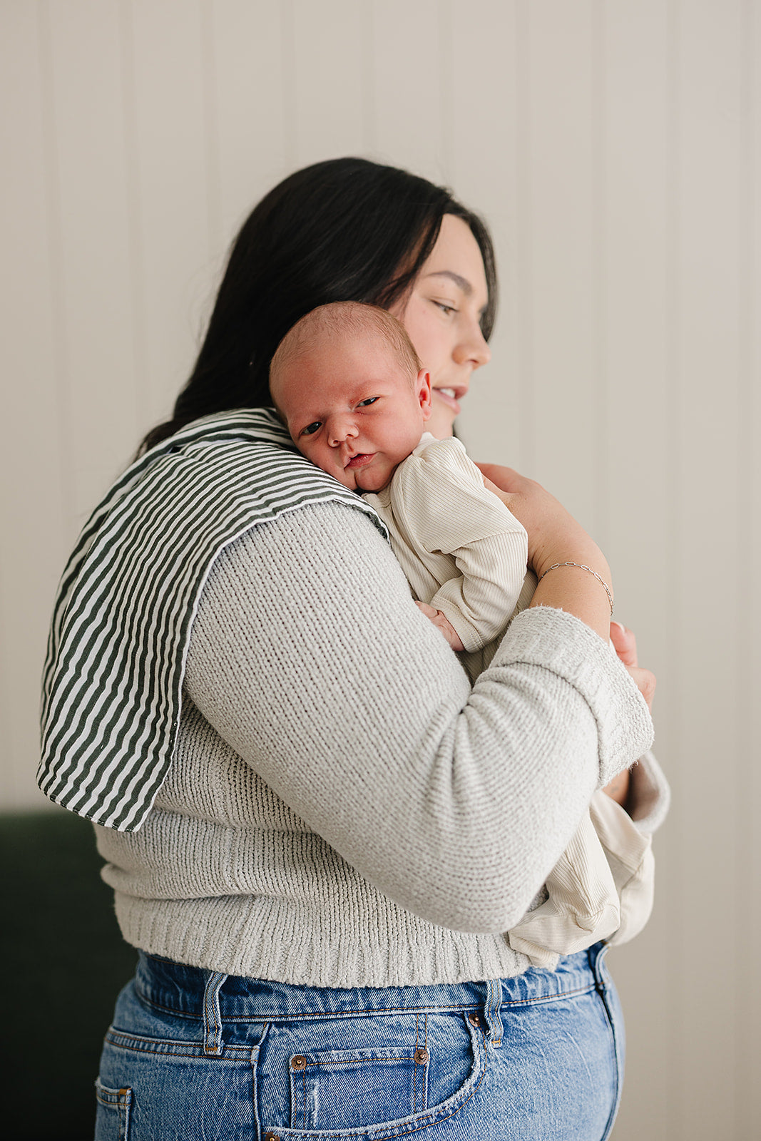 Muslin Burp Cloth- Classic Green Stripes
