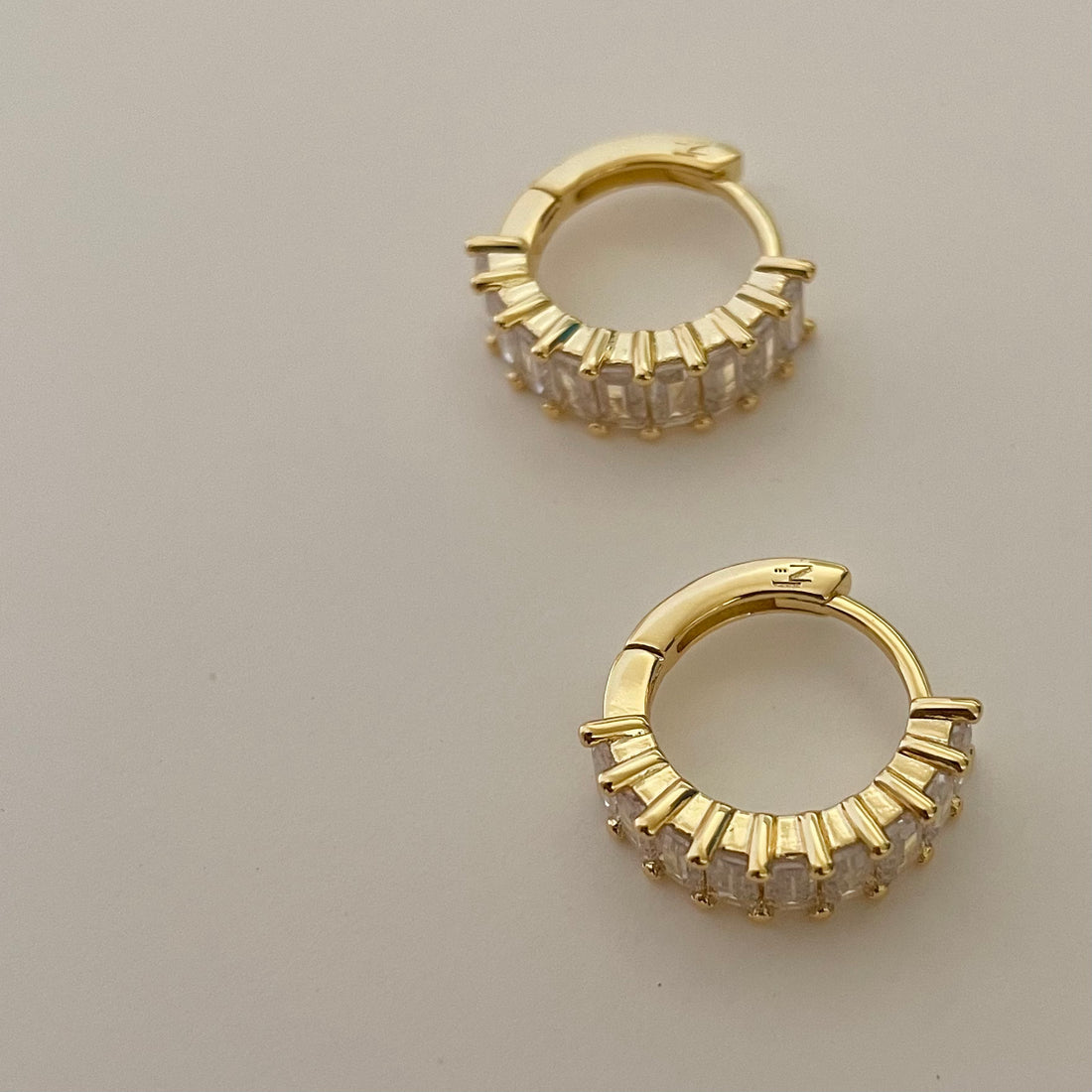 Liya Rectangle Stones Huggie Earrings