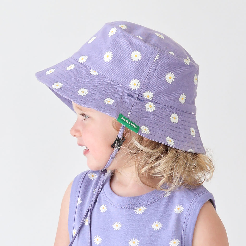 Reversible Organic Cotton Bucket Hats - Daisies & Lilac