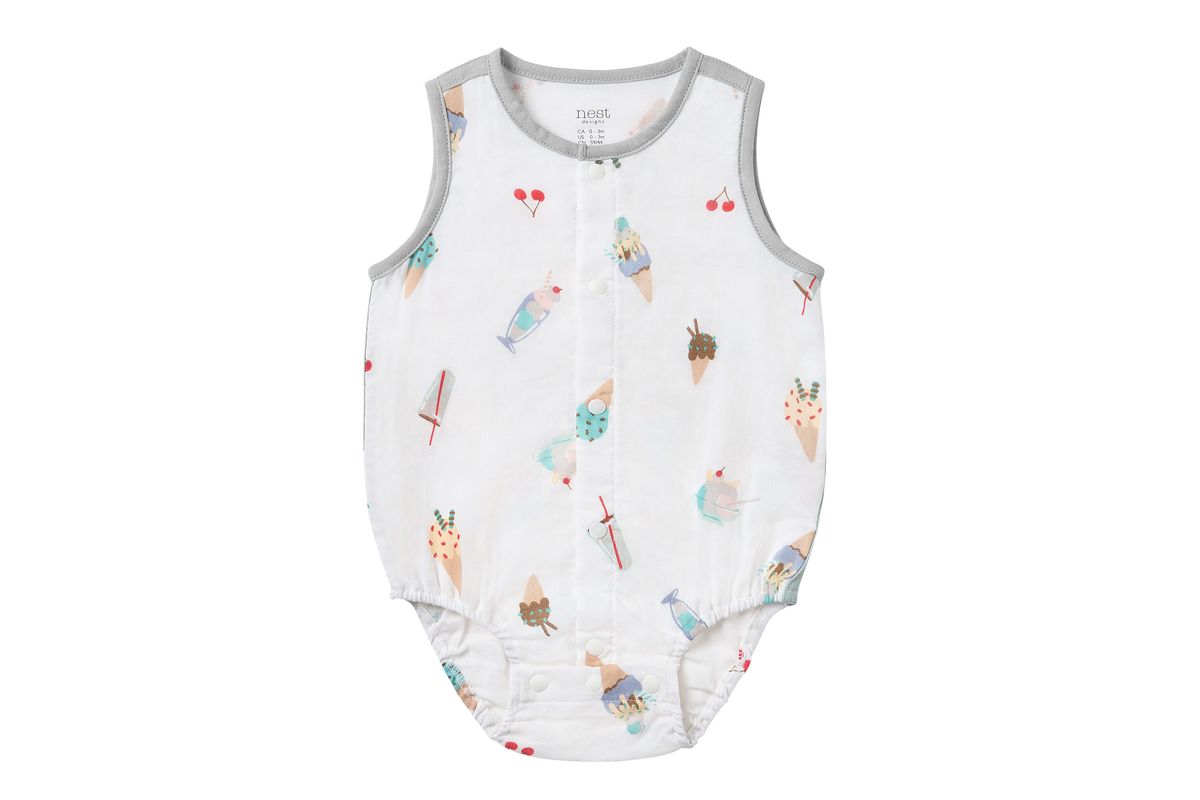 Sleeveless Button Down Onesie (Bamboo) - Ice Cream Summer