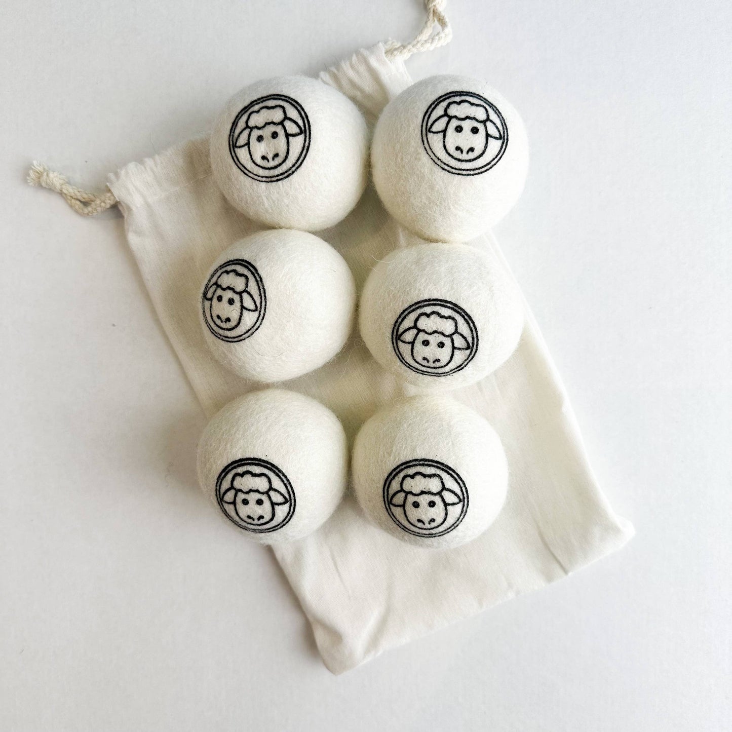 Natural Organic Handmade Wool Dryer Balls - Set of 6