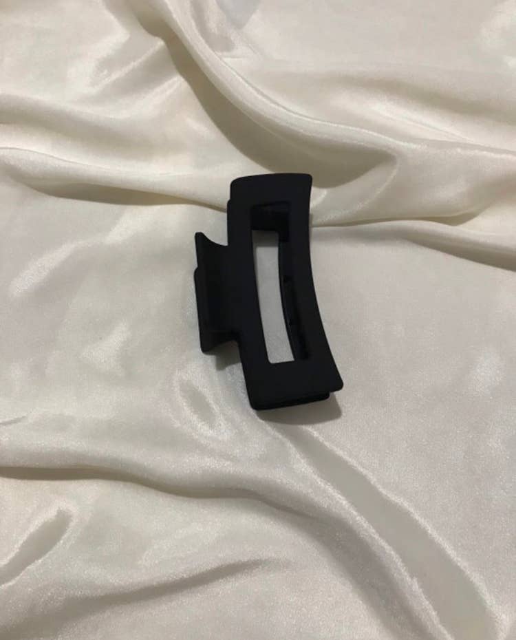 Large Black Matte Rectangle Claw Clip