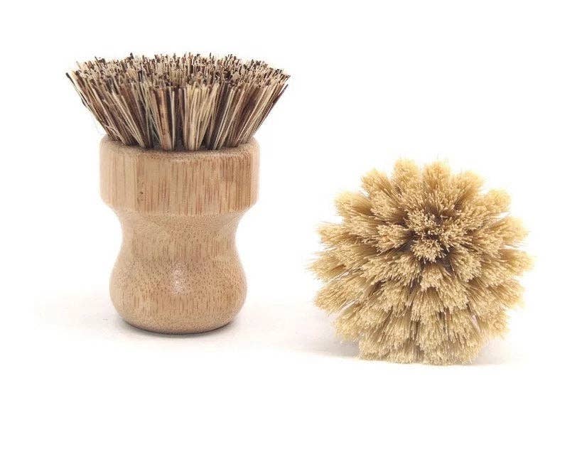 Bamboo Pot Scrubber - Bamboo Dish Brush: Sisal Brush