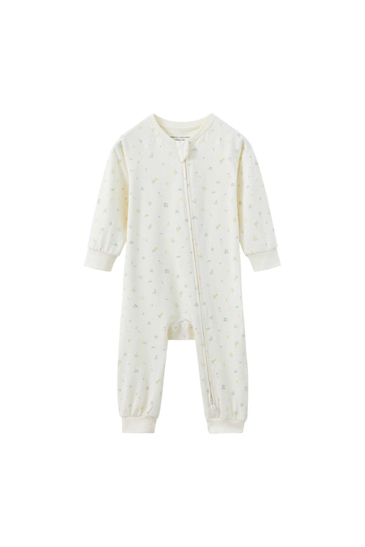 Organic Bamboo Zip-up Bodysuit-Floral