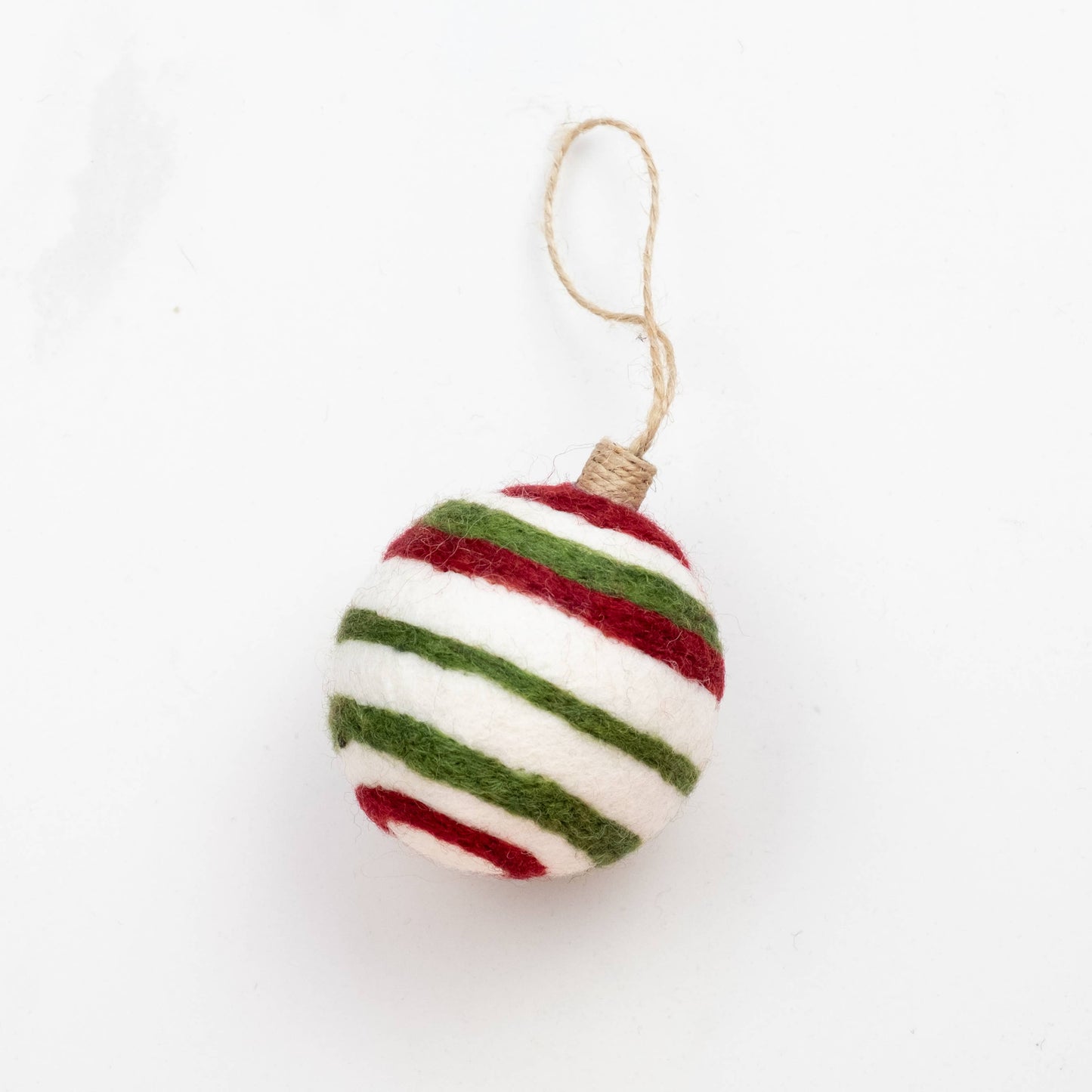 Ornament - Holiday Felt Ball Hand Embroidered - Red Assorted