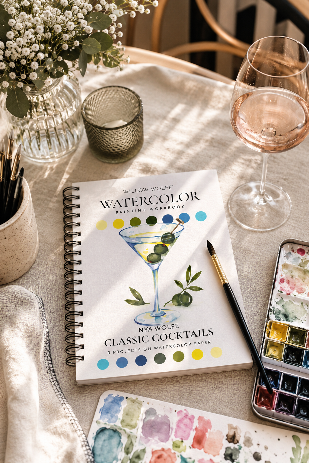 Classic Cocktails Watercolor Workbook by Nya Wolfe