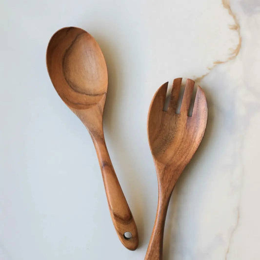 Teak Wood Salad Spoon and Fork Set